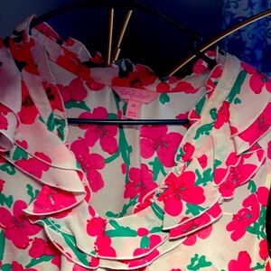 Lilly Pulitzer Pink & White Floral Print Top